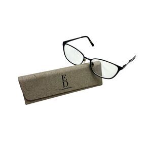 Ellen Degeneres Eyeglasses MNAVY 53-16-135 Navy Wire Frames With Tweed Case